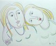 de vriendinnen zittend Kunstwerk de vriendinnen zittend