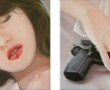 head and handgun Kunstwerk head and handgun
