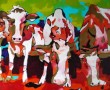 Bonte koeien op een rij Kunstwerk Bonte koeien op een rij