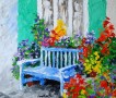 blauwe bank Kunstwerk blauwe bank