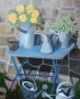 Tuintafeltje met bloemen Kunstwerk Tuintafeltje met bloemen