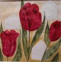 3 tulpen en 3 huizen Kunstwerk 3 tulpen en 3 huizen