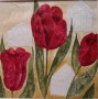 Kunstwerk 3 tulpen en 3 huizen