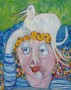 Jongen met vogel op zijn hoofd Kunstwerk Jongen met vogel op zijn hoofd