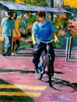 Fietser op de Dappermarkt Fietser op de Dappermarkt