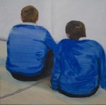 Two blue boys sitting Two blue boys sitting