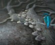 Elfenbankje en ijsvogel  Kunstwerk Elfenbankje en ijsvogel