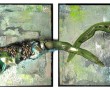 Tweeluik Bladeren Kunstwerk Tweeluik Bladeren