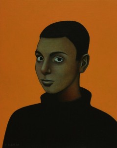 Portret met oranje achtergrond Portret met oranje achtergrond