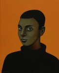 Portret met oranje achtergrond Portret met oranje achtergrond