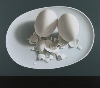 Schilderij met twee eieren