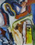 Kunstwerk 'Deur in de rivier' - abstract expressionisme in Blauw
