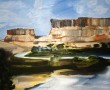 Krijtrotsen bij rivier Kunstwerk Krijtrotsen bij rivier