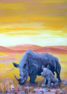 Neushoorn met jong Neushoorn met jong