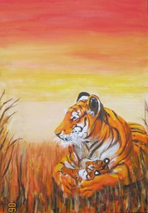 Tijger met jong Tijger met jong