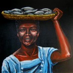 Malawi meisje met vis Malawi meisje met vis
