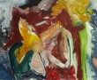 'Water-tulp' - groot abstract schilderij met dynamiek en energie Kunstwerk 'Water-tulp' - groot abstract schilderij met dynamiek en energie