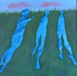 drie figuren in het gras