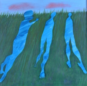 drie figuren in het gras drie figuren in het gras