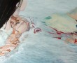 Woman proving snellius law of refracting light Kunstwerk Woman proving snellius law of refracting light