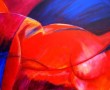 Vrouw in rood en blauw Kunstwerk Vrouw in rood en blauw