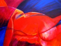 Vrouw in rood en blauw Vrouw in rood en blauw