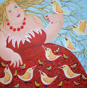 vogelkoningin in rood / birdqueen in red vogelkoningin in rood / birdqueen in red