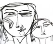 Broer en zus tekening Kunstwerk Broer en zus tekening