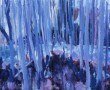 2 luik blauw loof Kunstwerk 2 luik blauw loof