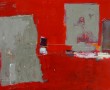 Kunstwerk abstract in rood