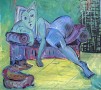 Vrouw op sofa Kunstwerk Vrouw op sofa
