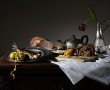 Stilleven Ham,Vis en Kaas Kunstwerk Stilleven Ham,Vis en Kaas