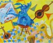 Musicerend hondje Kunstwerk Musicerend hondje