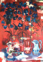 Blue on red Kunstwerk Blue on red