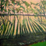 Eemzicht in roze en groen Kunstwerk Eemzicht in roze en groen