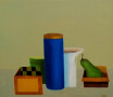 Stilleven met peer in het kistje.  Kunstwerk Stilleven met peer in het kistje.
