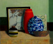 Stilleven met rode vaas. (1) Kunstwerk Stilleven met rode vaas. (1)