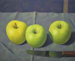 Drie notarisappels en mes Kunstwerk Drie notarisappels en mes