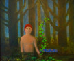 Zwemmer in het bos. Kunstwerk Zwemmer in het bos.