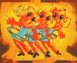 Drie meisjes met hoela hoep Kunstwerk Drie meisjes met hoela hoep