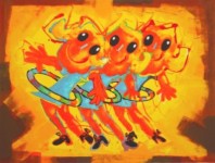 Drie meisjes met hoela hoep Drie meisjes met hoela hoep