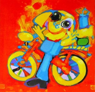 Fietser met bagagerek Fietser met bagagerek