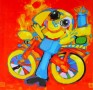 Fietser met bagagerek Kunstwerk Fietser met bagagerek