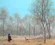 Meisje in berkenbos Kunstwerk Meisje in berkenbos