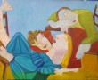 Slapende familie Kunstwerk Slapende familie