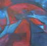 Kunstwerk blauw en rood