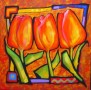 Kunstwerk Drie tulpen in carré