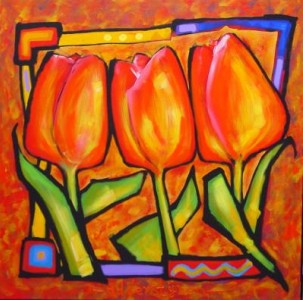 Drie tulpen in carré Drie tulpen in carré