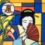 Kunstwerk Japanse vierjaar -getijden zomer