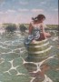 vrouw in ton Kunstwerk vrouw in ton